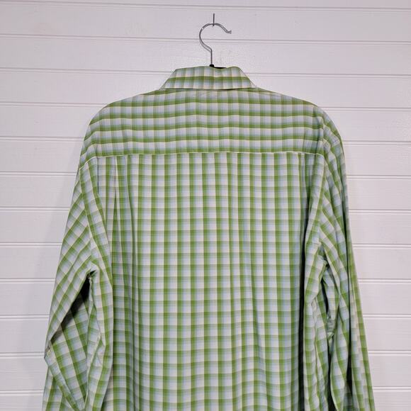 Paul & Shark Yachting Plaid Gingham Check Button Up Shirt Mens Size Large Green - Picture 4 of 7